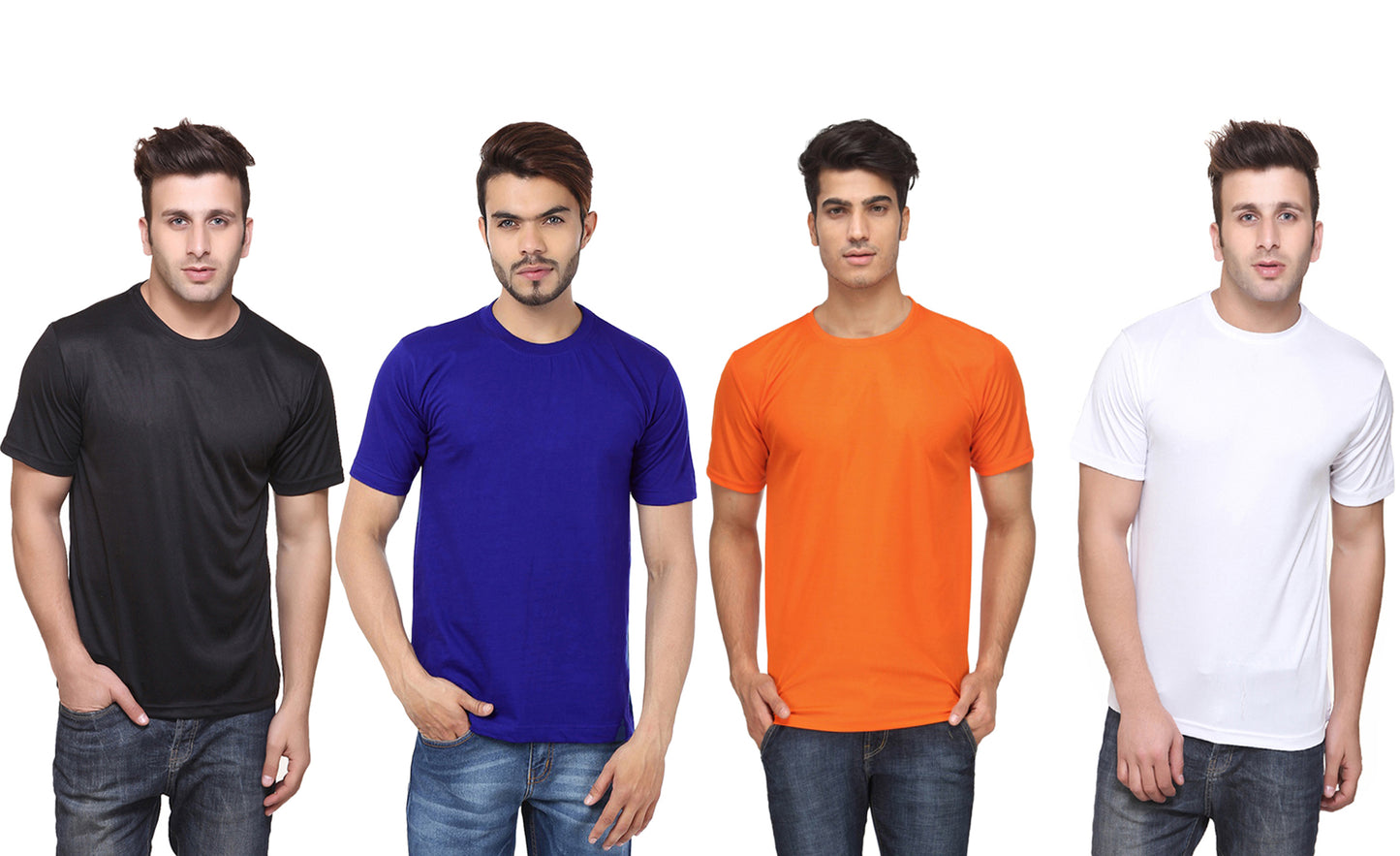 Ketex Polyester Dri-Fit Half Sleeves Round Neck T-Shirt ( Pack of 4 )