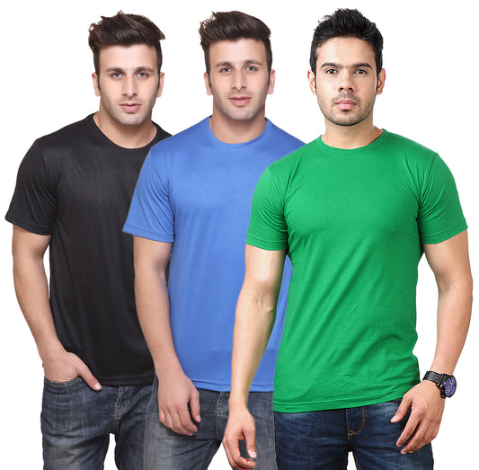 Ketex Round Neck Men's Polyester Blend Dri Fit T-Shirts (Pack of 3)