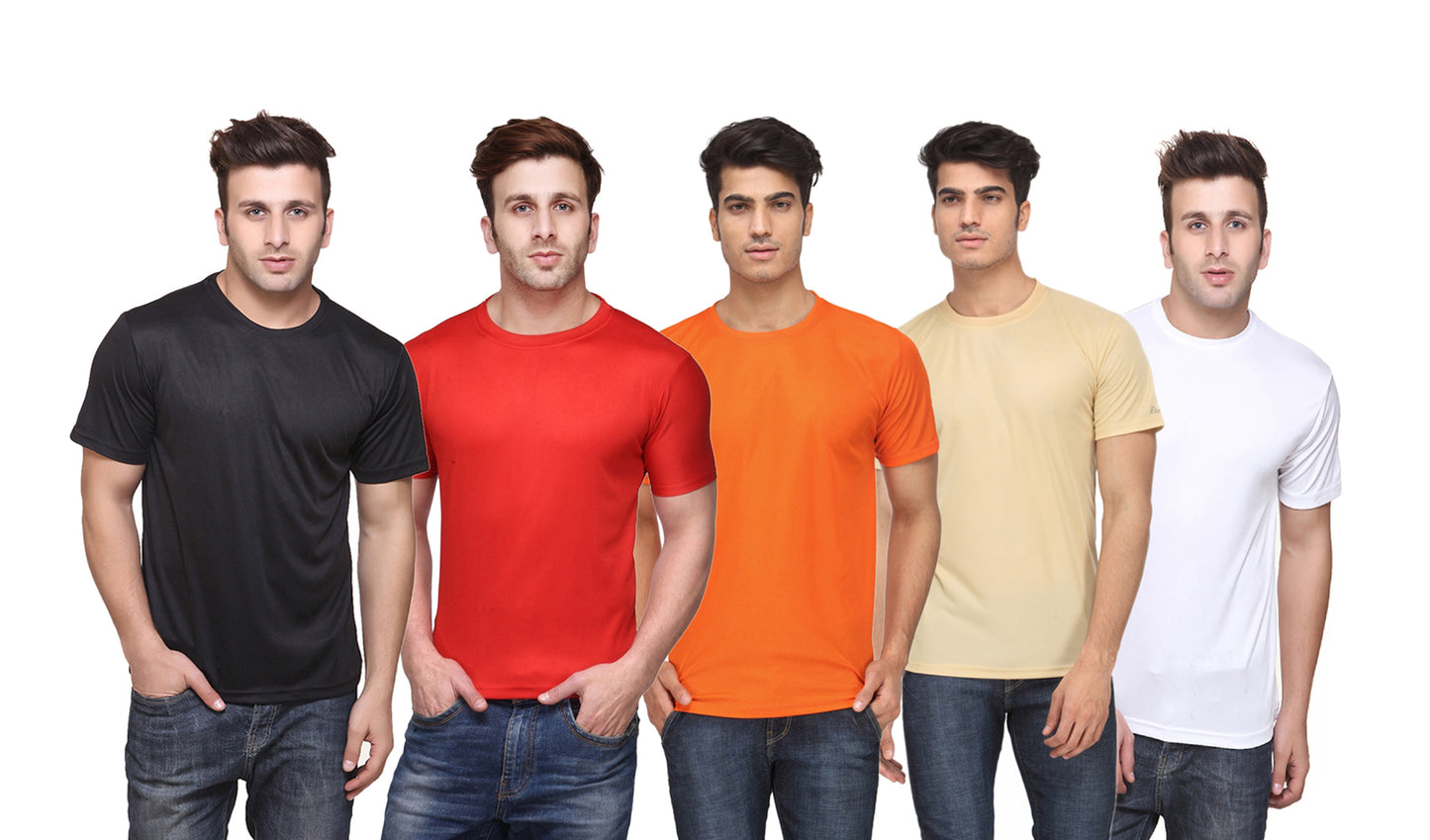 Ketex Polyester Dri-Fit Half Sleeves Round Neck T-Shirt ( Pack of 4 )