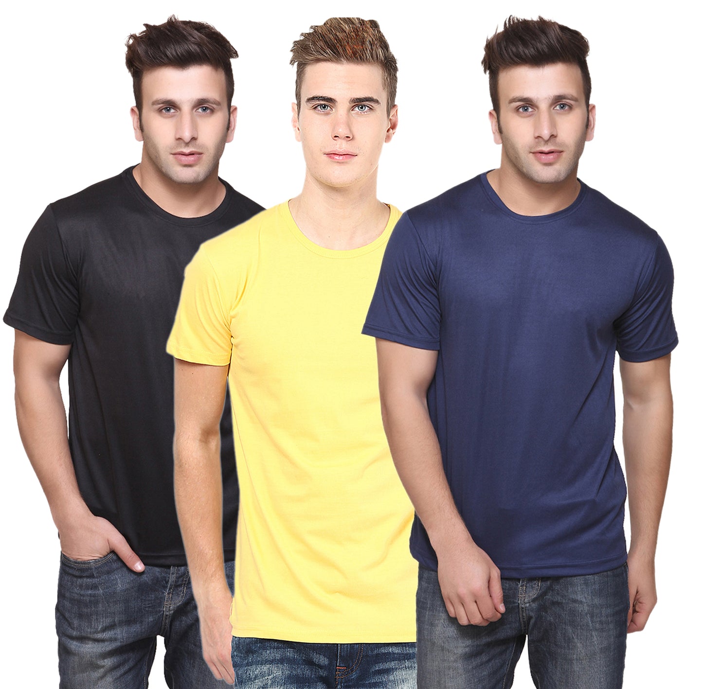 Ketex Round Neck Men's Polyester Blend Dri Fit T-Shirts (Pack of 3)