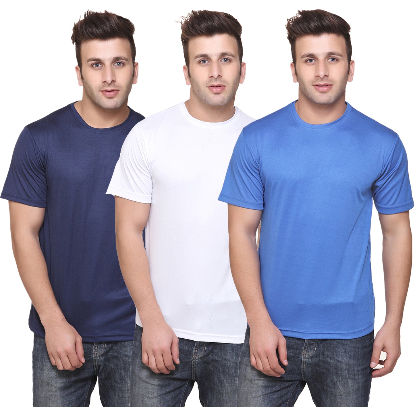 Ketex Round Neck Men's Polyester Blend Dri Fit T-Shirts (Pack of 3)
