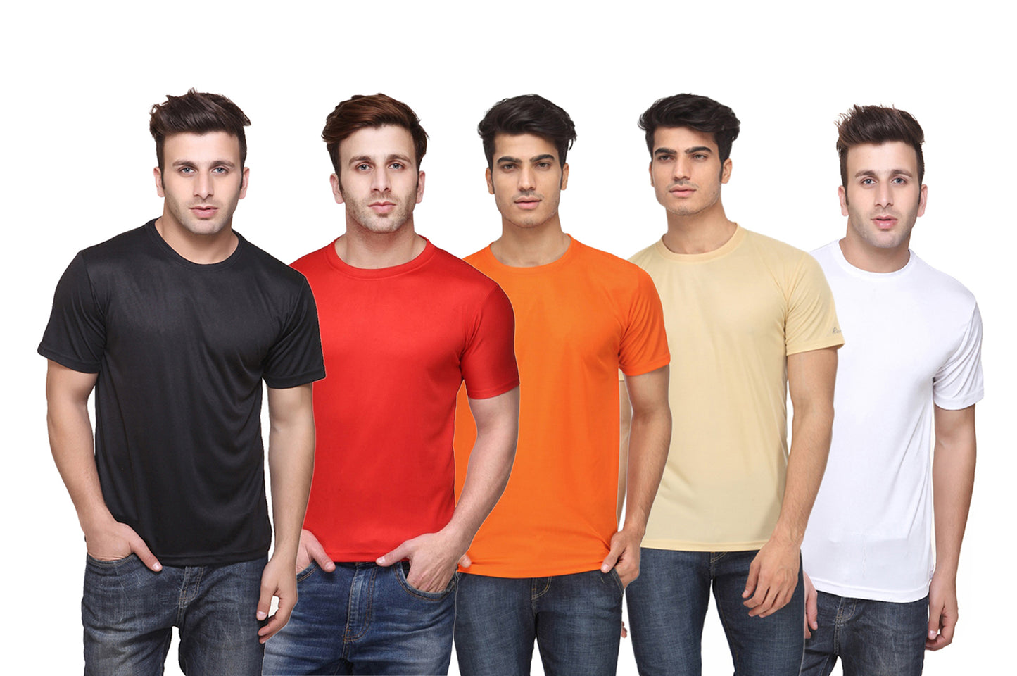 Ketex Polyester Dri-Fit Half Sleeves Round Neck T-Shirt ( Pack of 4 )