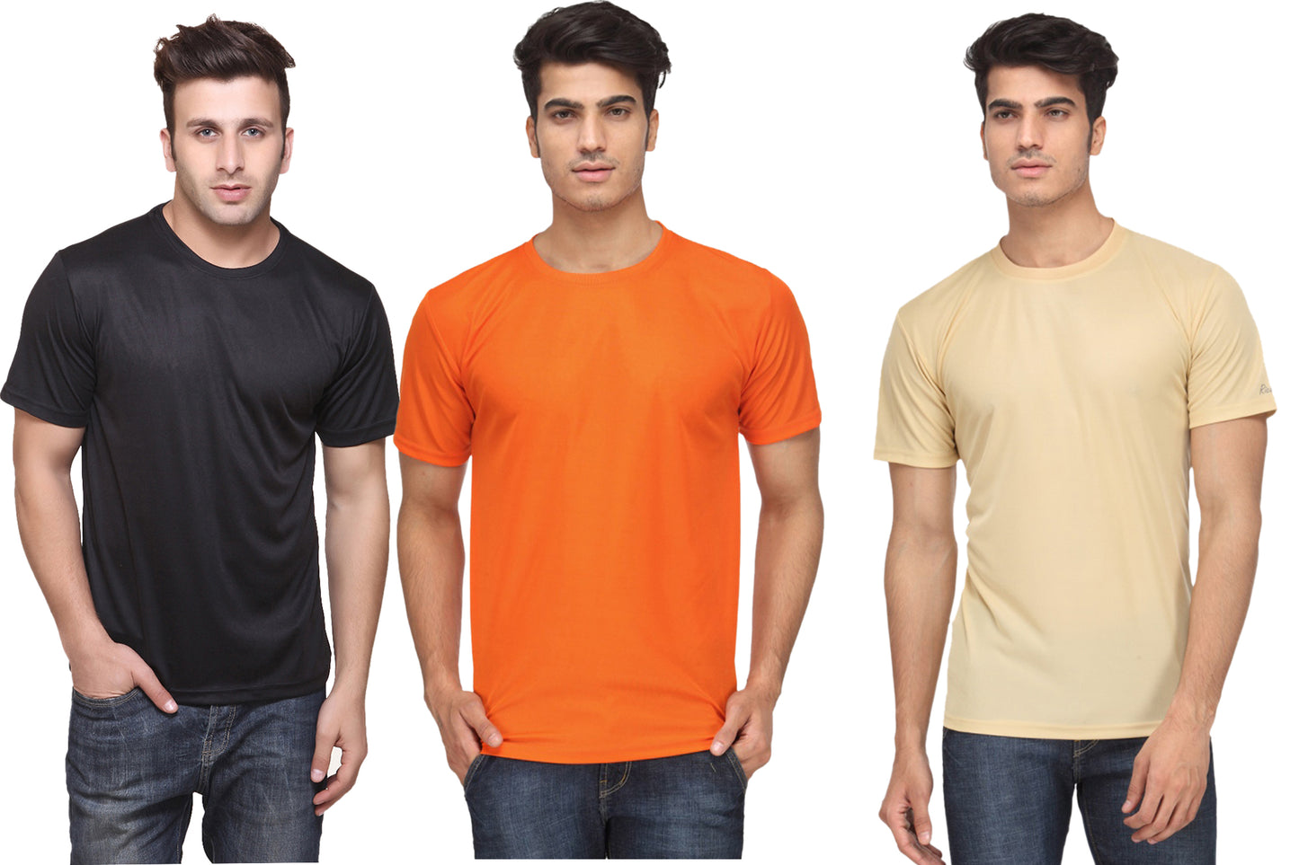 Ketex Round Neck Men's Polyester Blend Dri Fit T-Shirts (Pack of 3)