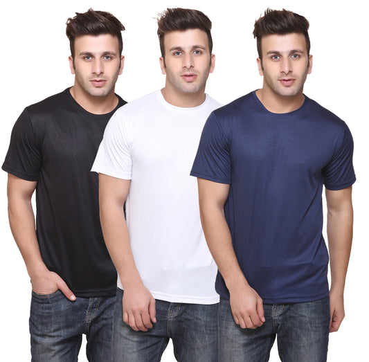 Ketex Round Neck Men's Polyester Blend Dri Fit T-Shirts (Pack of 3)