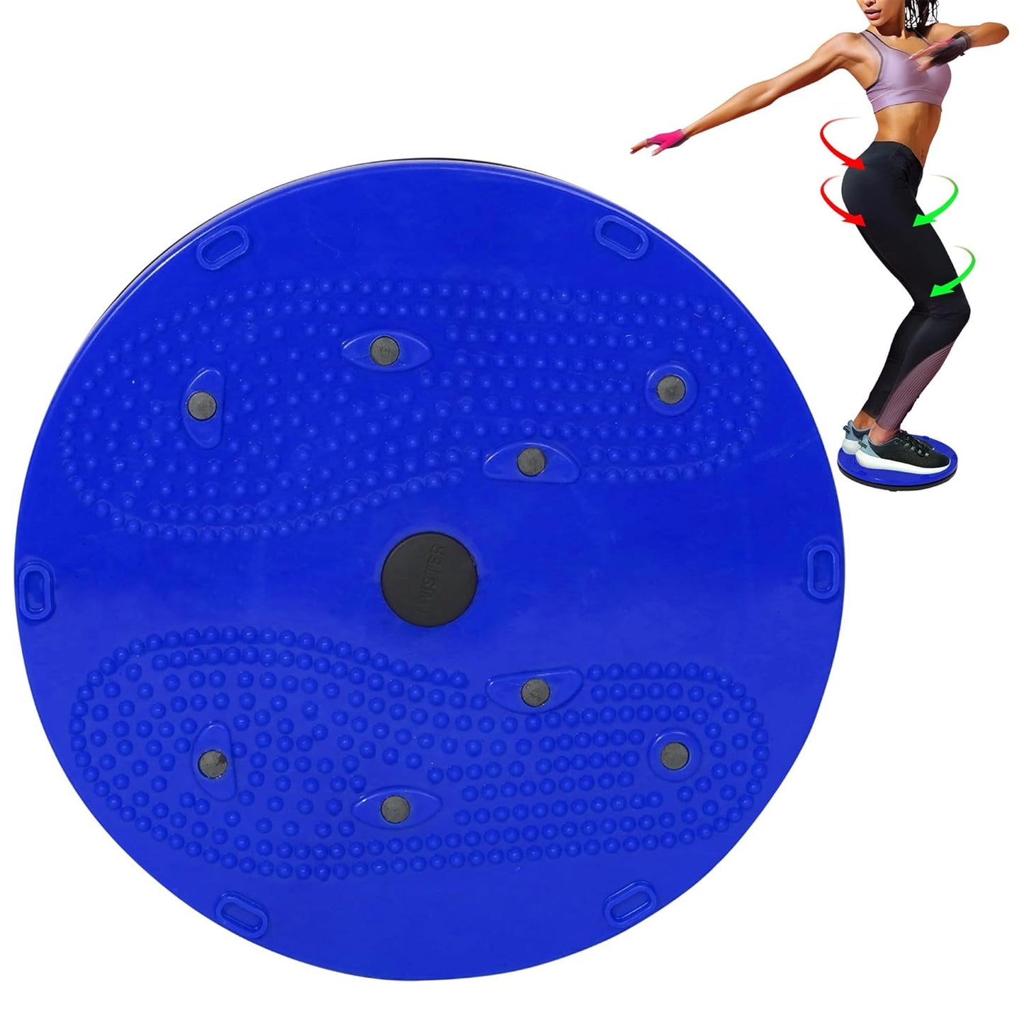 Premium Waist Disc Accupressure with Magnets Reflexology, Slimming Abdominal 5 In 1 Tummy Twister Ab Exerciser (Blue)