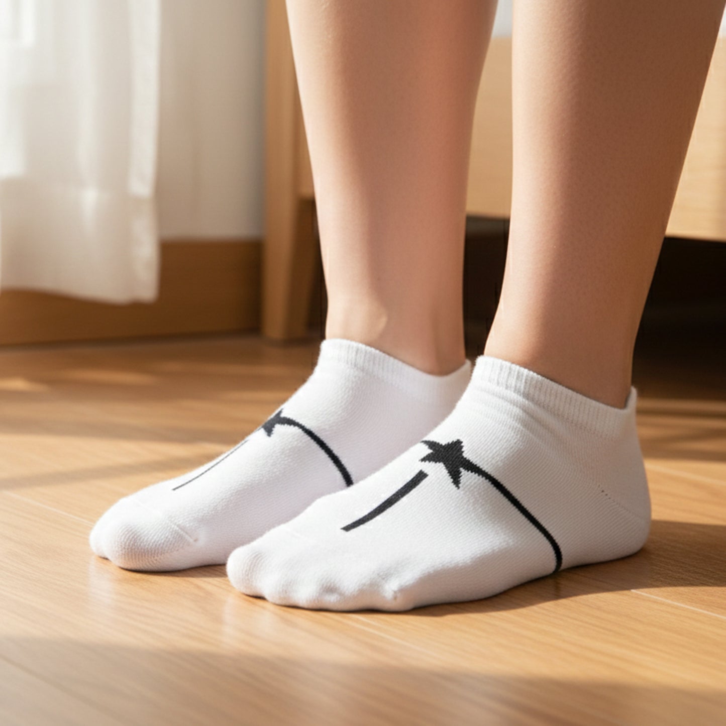 White Star Pattern Low-cut Socks (1 Pair)