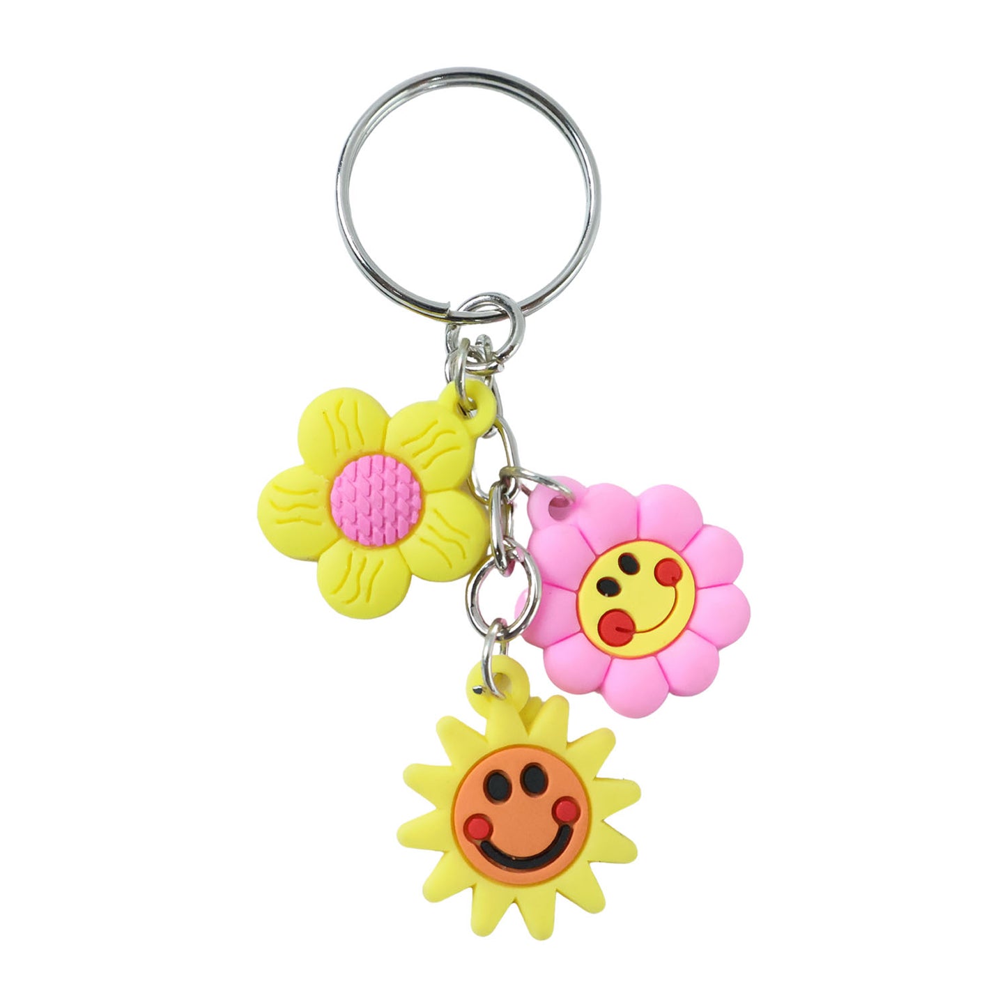 Cute Flower  Smiley Face Cartoon Keychain (1 Pc)