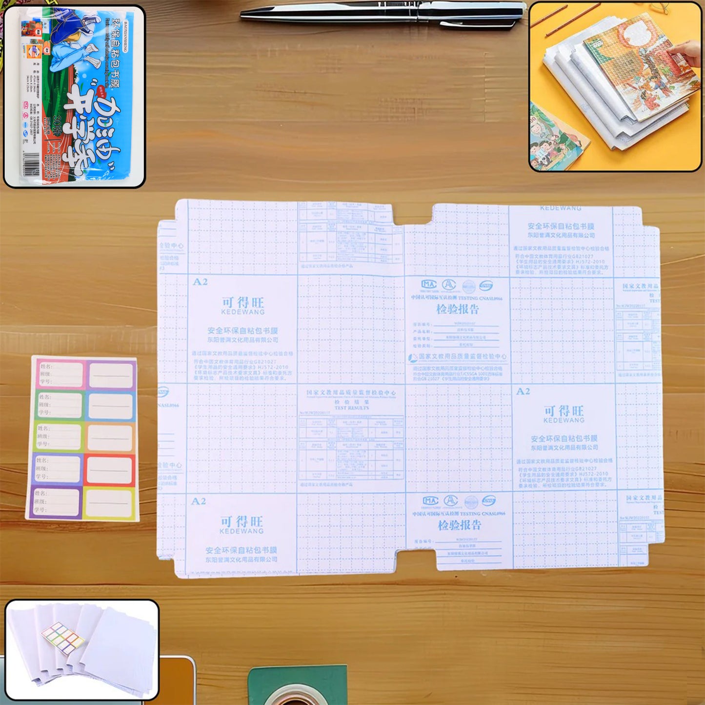 Premium Transparent Adhesive Book Cover Sheets (Mix Size  30 Pc)