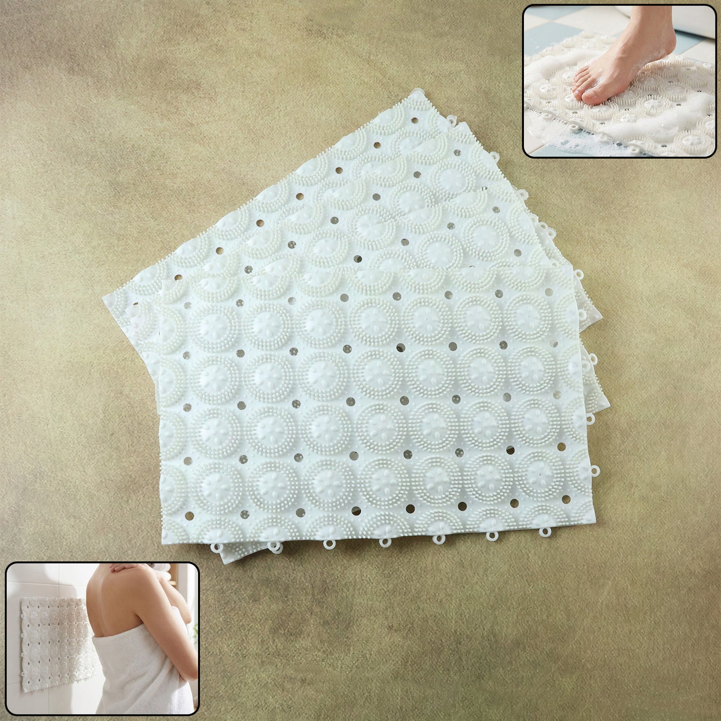 Anti-slip Bathroom Massage Mat With Suction Cups (33  21 Cm  4 Pc)