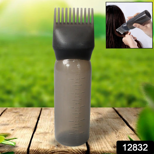 12832 Comb Applicator Bottle Hair Oil Applicator Bottle For Hair Dye Bottle Applicator Brush With Graduated Scale Professional Brush Applicator Comb Hairdressing Coloring Styling Tool (1 Pc)