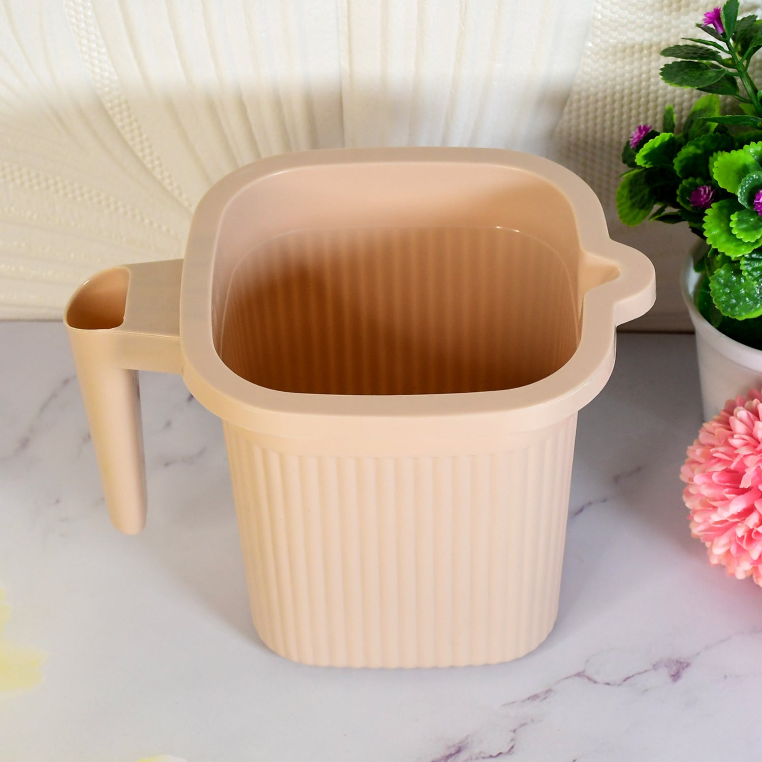 Plastic Square Bath Water Mug (4 Pc  1000 Ml  Mix Color)