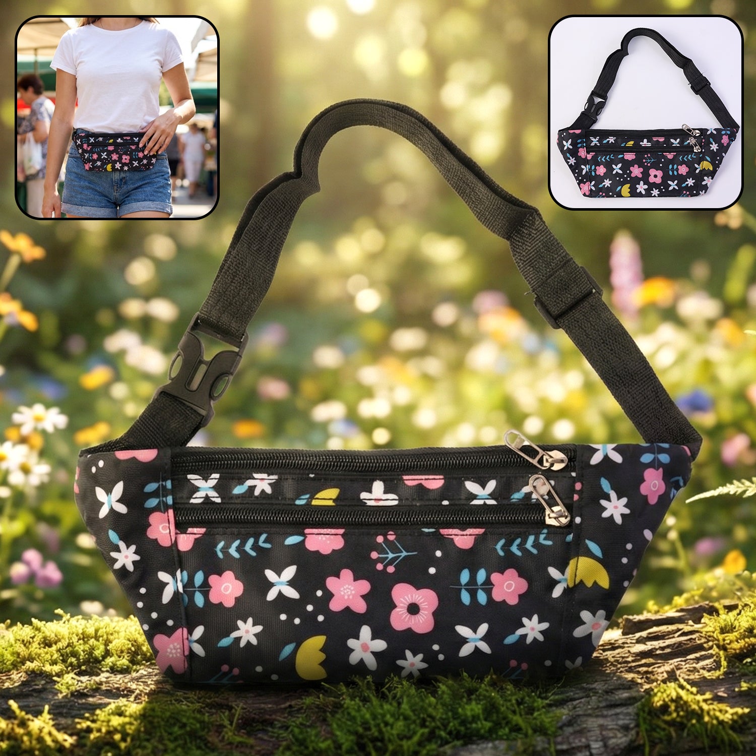 Floral Print Adjustable Waist Bag  Fanny Pack (1 Pc)