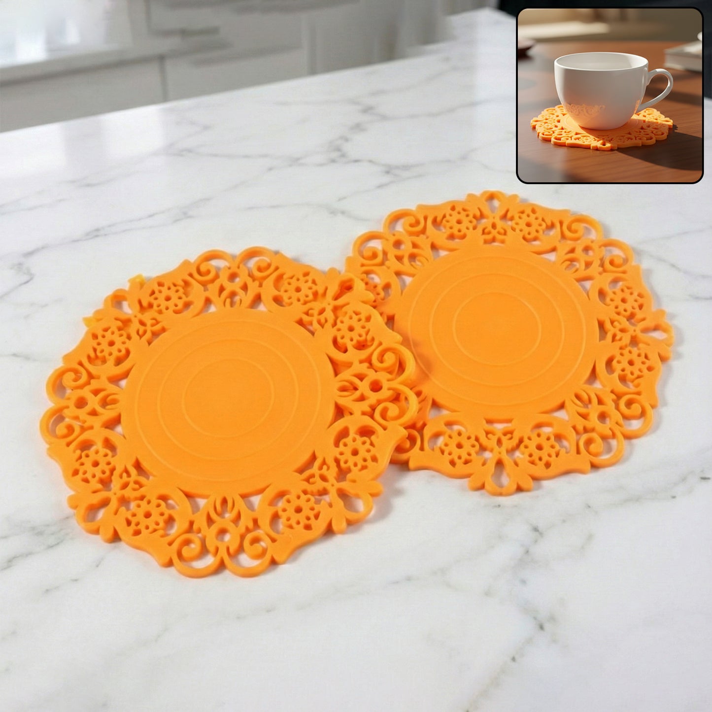 Heat-resistant Decorative Hot Mat  Cup Coaster Set (10 Cm 2 Pc Set)