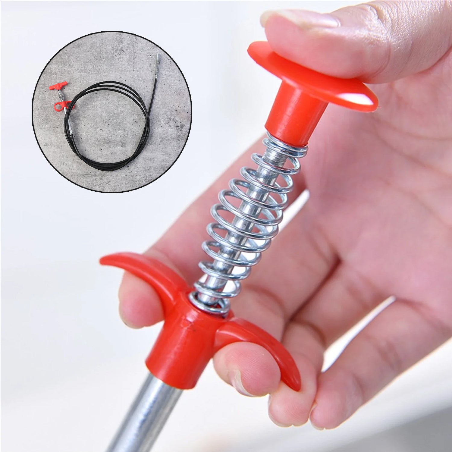 Flexible Spring Drain Cleaning Tool With Hand Grip (1 Pc  300 Cm)