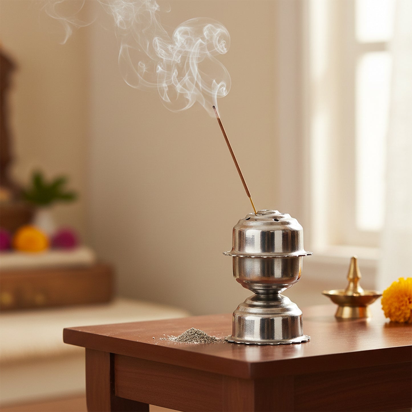 Stainless Steel Big Lotus Agarbatti Stand (1 Pc)