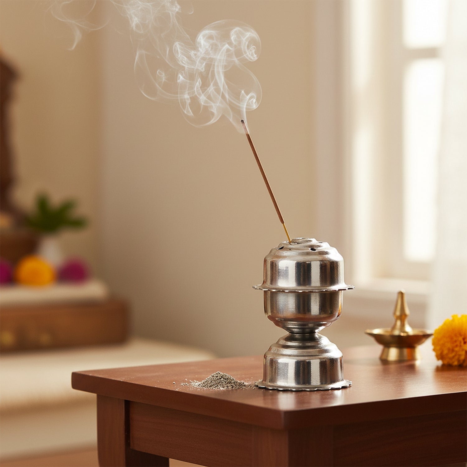 Stainless Steel Big Lotus Agarbatti Stand (1 Pc)