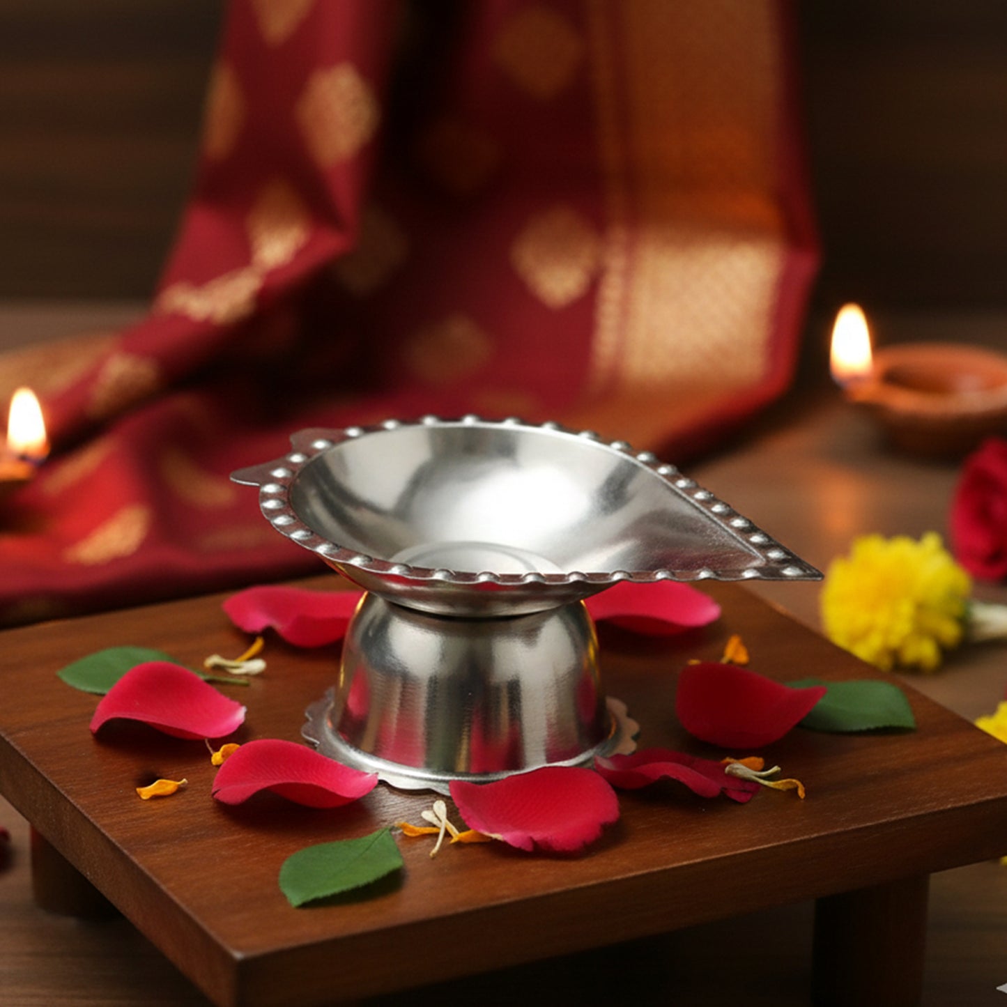 Stainless Steel Diamond Design Agarbatti  Diya Stand (1 Pc)