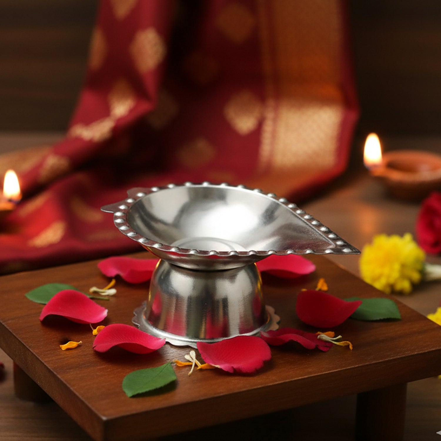 Stainless Steel Diamond Design Agarbatti  Diya Stand (1 Pc)