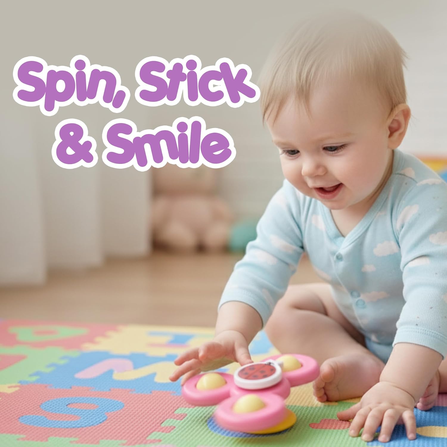 Colour Baby Spinner Toy Set  Suction Cup Sensory Spin Toys (3 Pc Set)