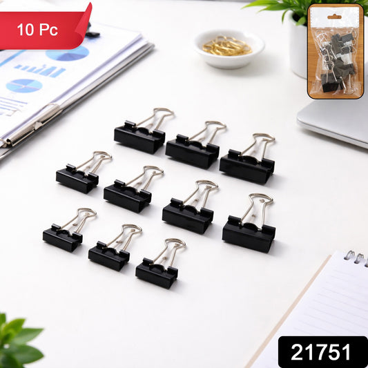 Strong Black Binder Clips (10 Pc )