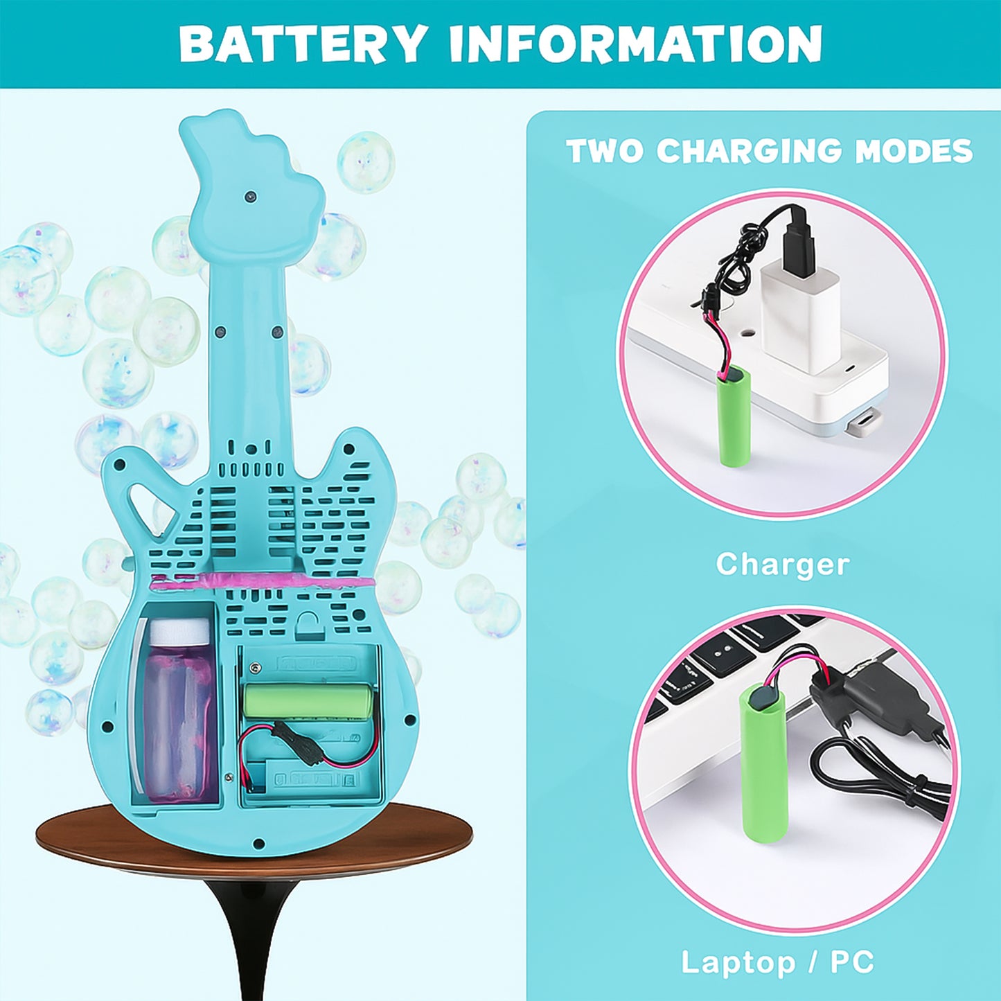 Electric Automatic Guitar-shaped Bubble Machine Set