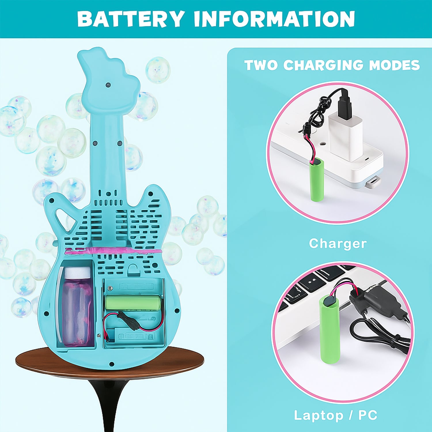 Electric Automatic Guitar-shaped Bubble Machine Set