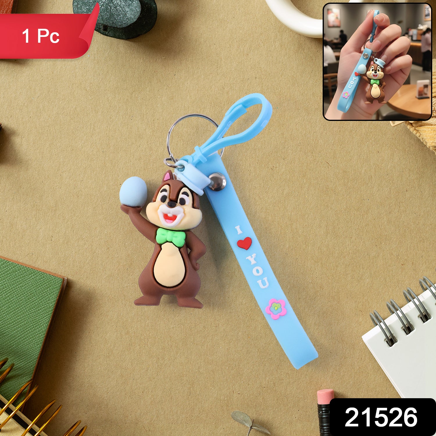 Cute Cartoon Squirrel Keychain (1 Pc)