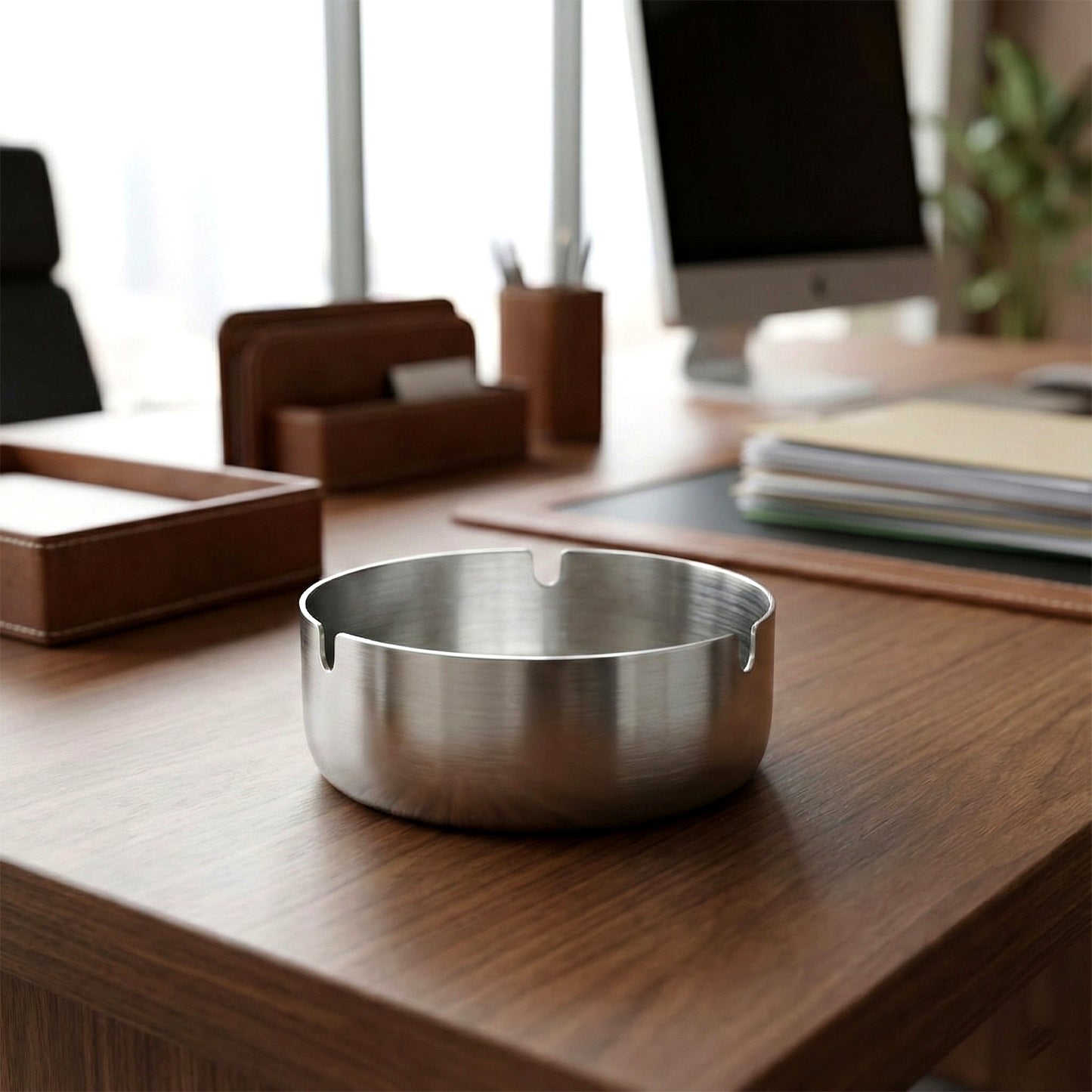 Round Tabletop Cigarette Ashtray With Multiple Rest Slots (1 Pc)