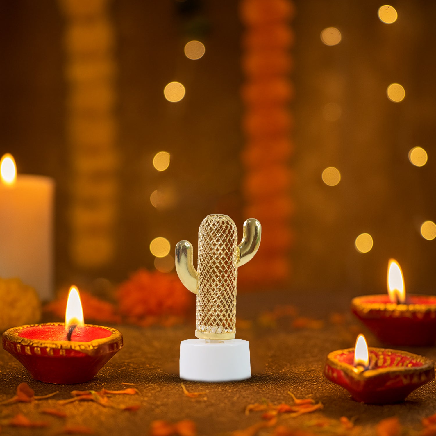 Decorative Cactus Shaped Flameless Led Candles (12 Pc)