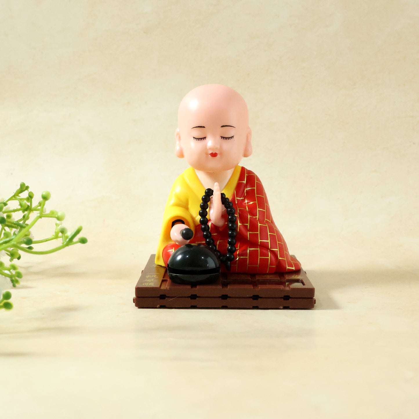 Red Solar Powered Sitting Buddha Statue (1 Pc  Medium)
