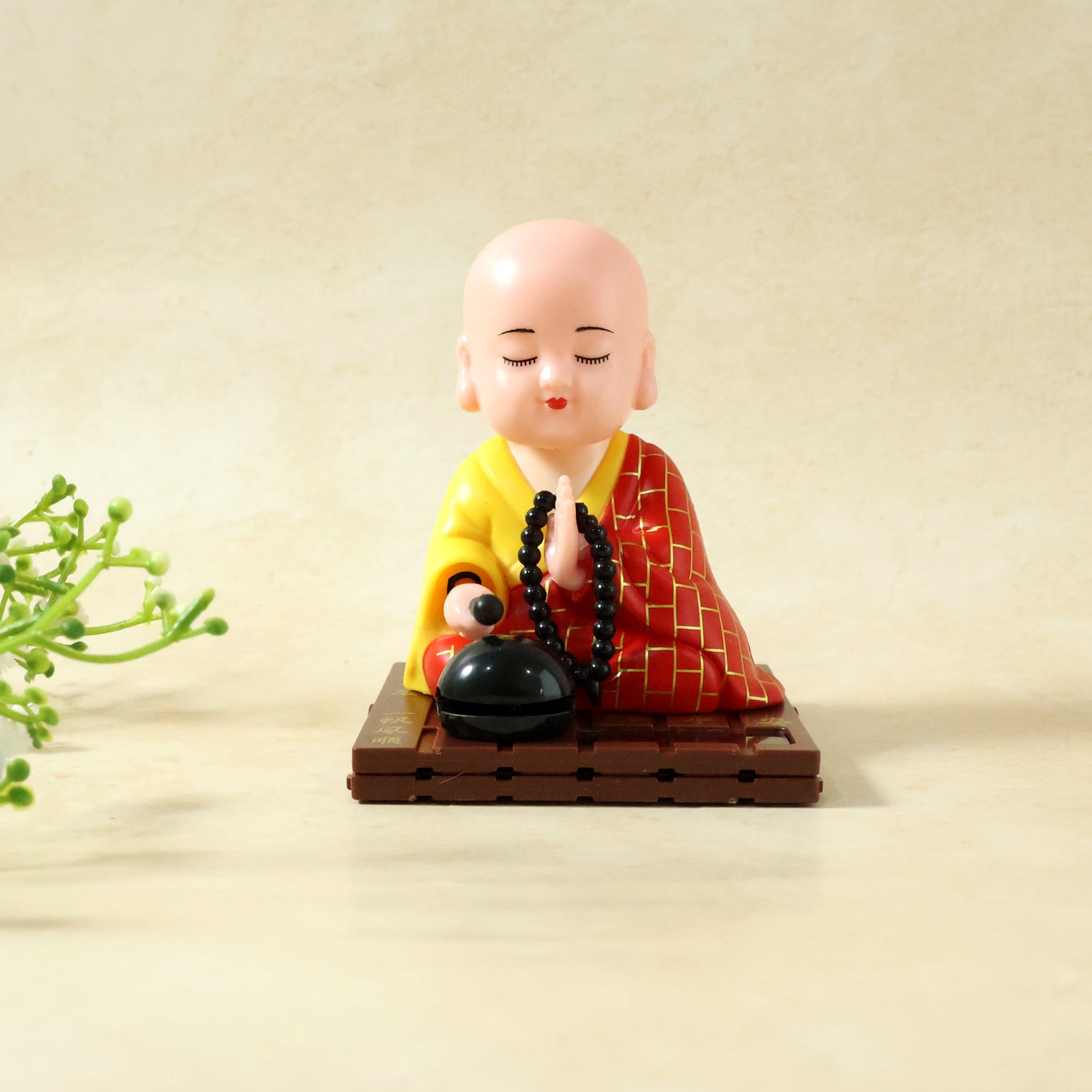 Red Solar Powered Sitting Buddha Statue (1 Pc  Medium)