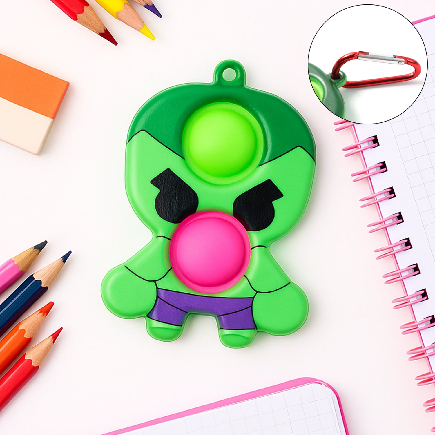 Silicone Pop It Fidget Toy With Keychain Clip (1 Pc)