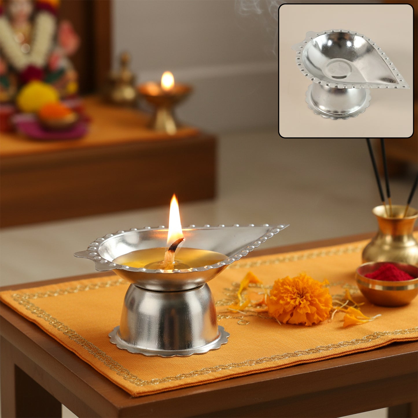 Stainless Steel Diamond Design Agarbatti  Diya Stand (1 Pc)