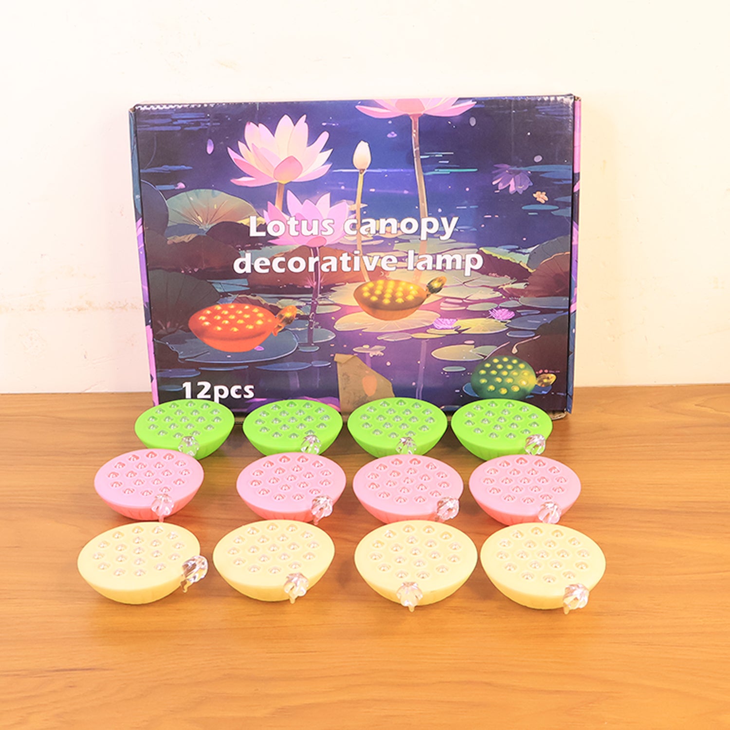 Set Of 12 Lotus Canopy Led Decorative Lamps