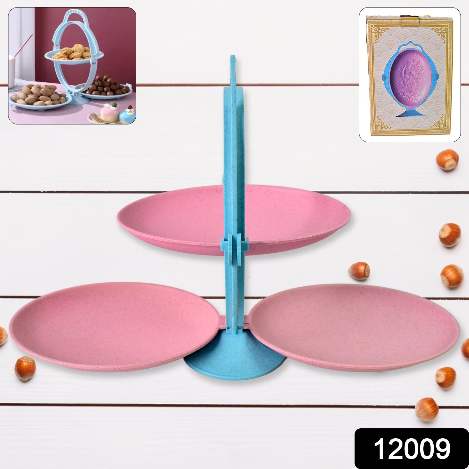 Foldable Fruit Plate Candy Dish  Multi Use Mirror Shape Dried Fruit Tray (1 Set)