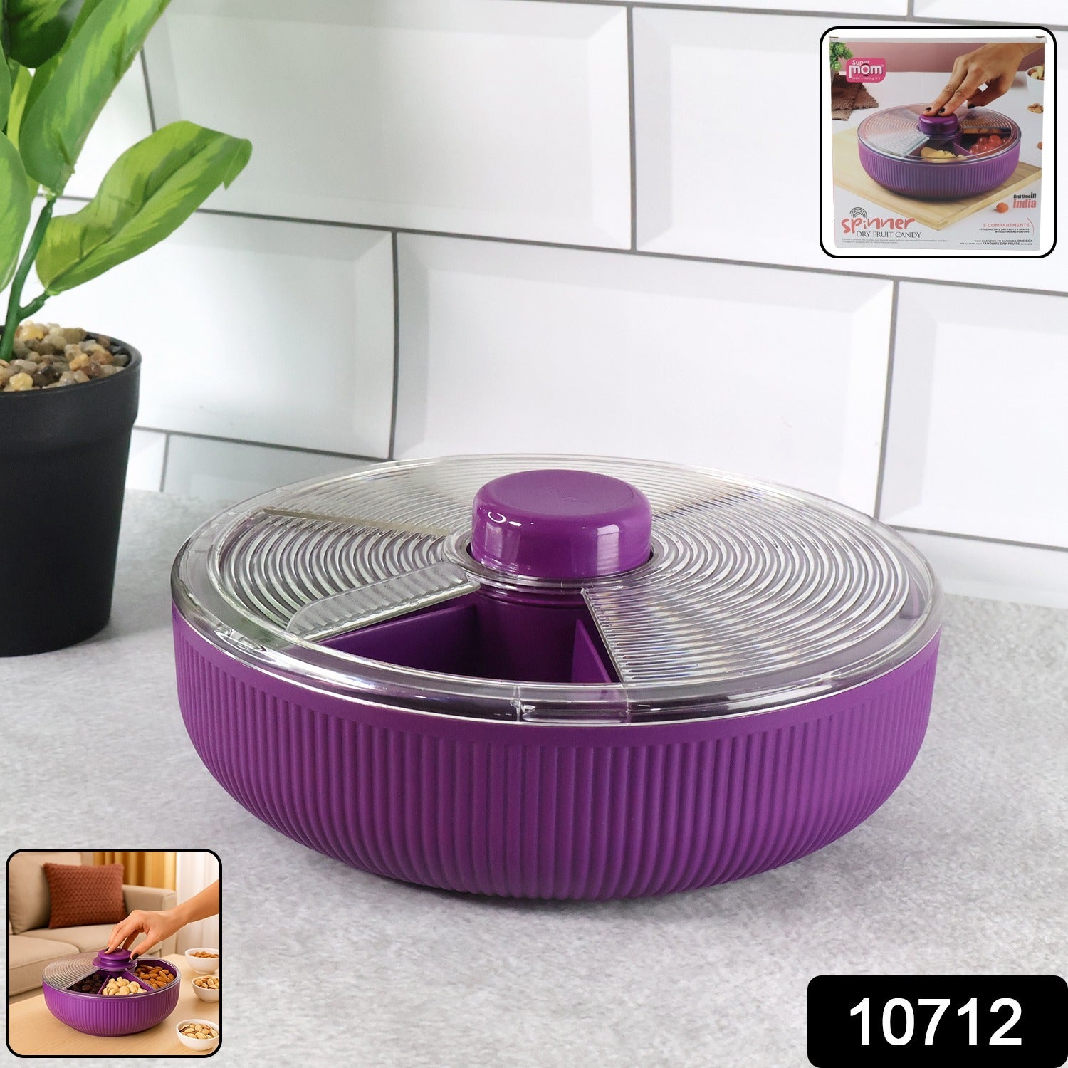 Supermom Multipurpose Round Rotating Dry Fruit  Snack Storage Container (1 Pc)