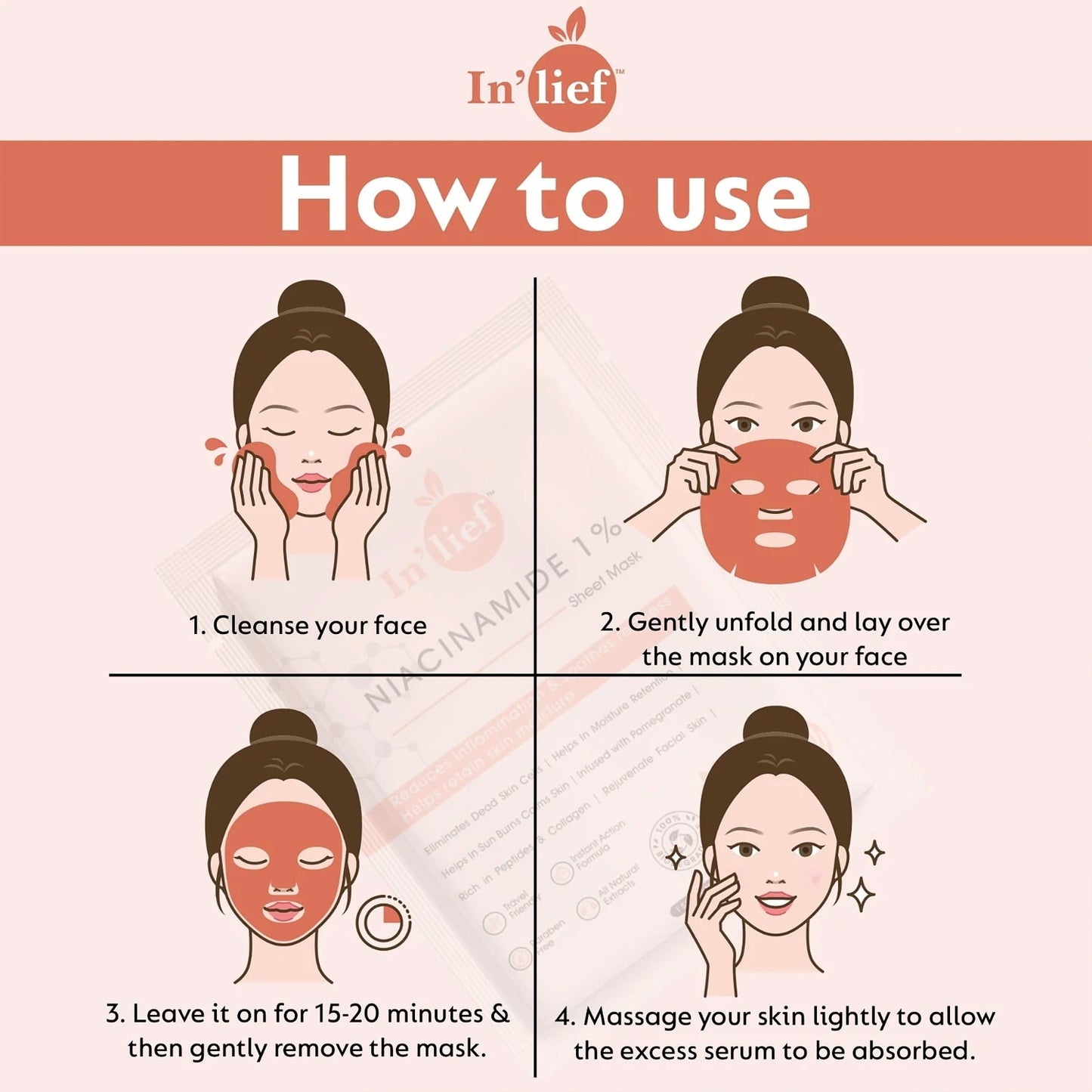 Inlief Niacinamide 1 Hydrating  Calming Facial Sheet Mask (1 Pc)