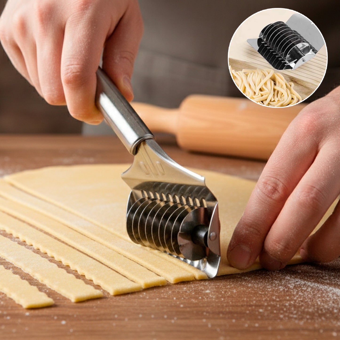Manual Multi-blade Dough Cutter Roller (1 Pc)