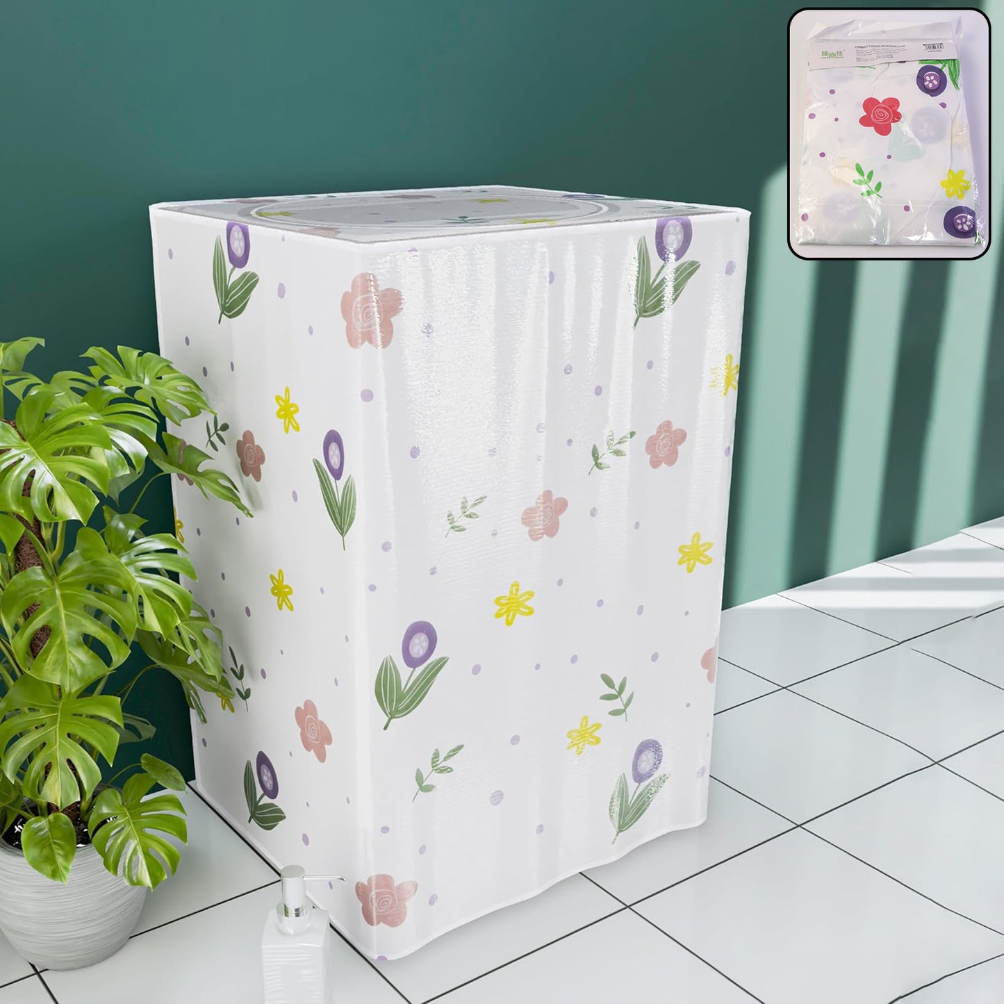Printed Protective Washing Machine Cover For Top Load (55  58  87 Cm)