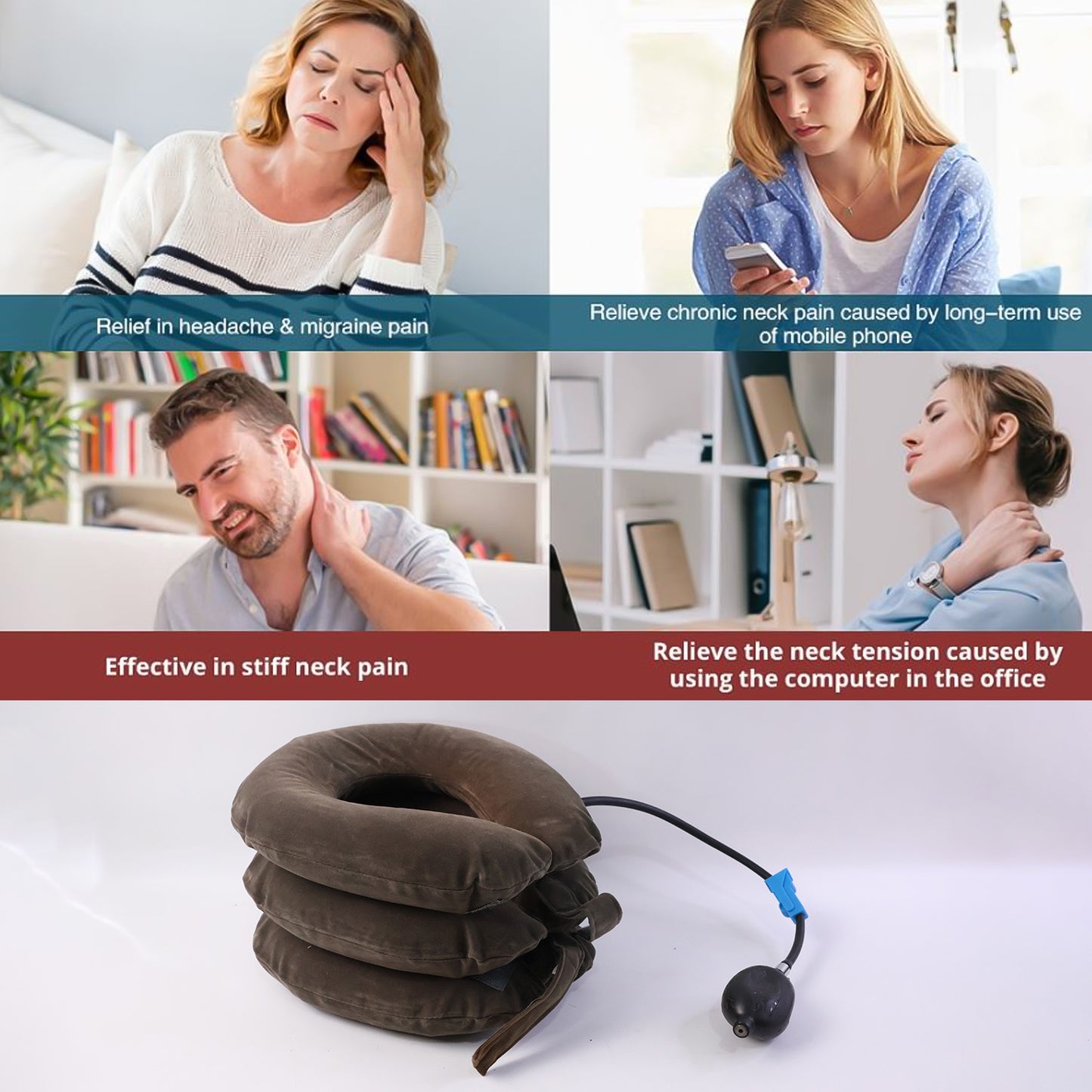 3 Layer Inflatable Cervical Neck Traction Support Collar (1 Pc)