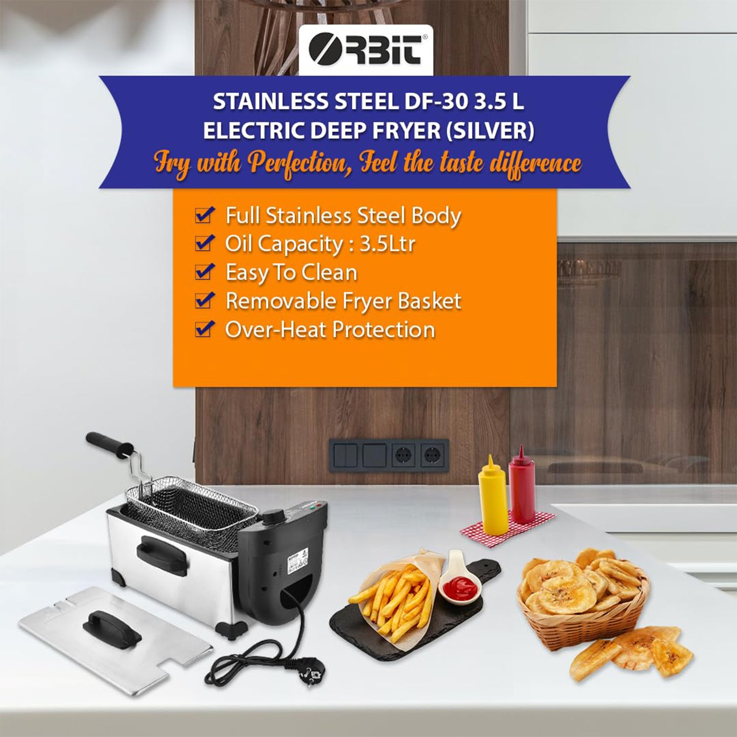 Orbit Heavy Duty 2000w Deep Fryer With 3.5 Litre Oil Capacity