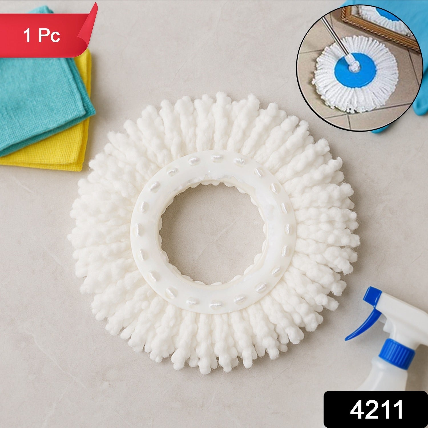 Microfiber Spin Mop Refill Head 360 Rotating Mop (1 Pc)