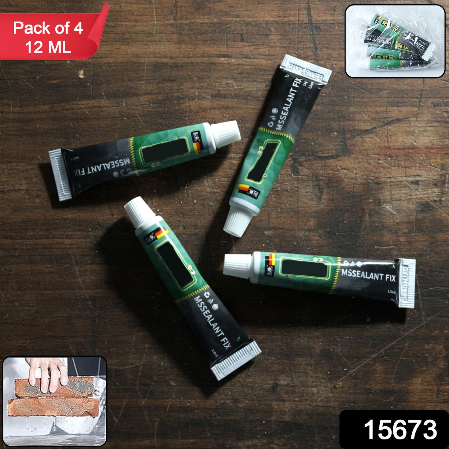 Multi-purpose Instant Sealant Repair Adhesive Tube Pack Of 4 (12 Ml Each)