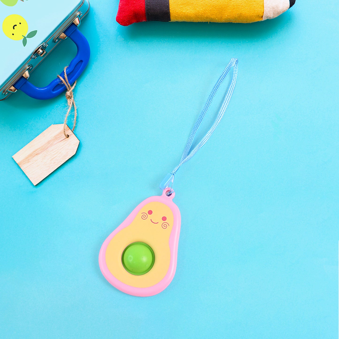 Cute Avocado-shaped Mini Push Pop Keychain Toy With Strap (1 Pc)