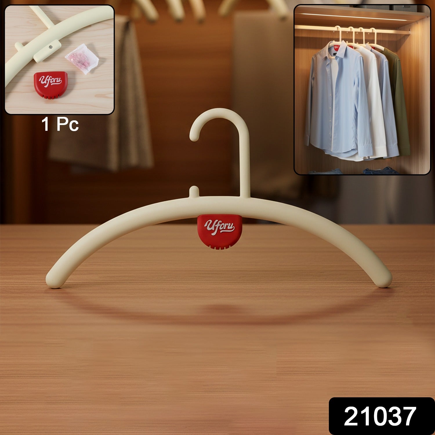Multipurpose Anti-slip Plastic Clothes Hanger With Fragrance Holder (1 Pc)