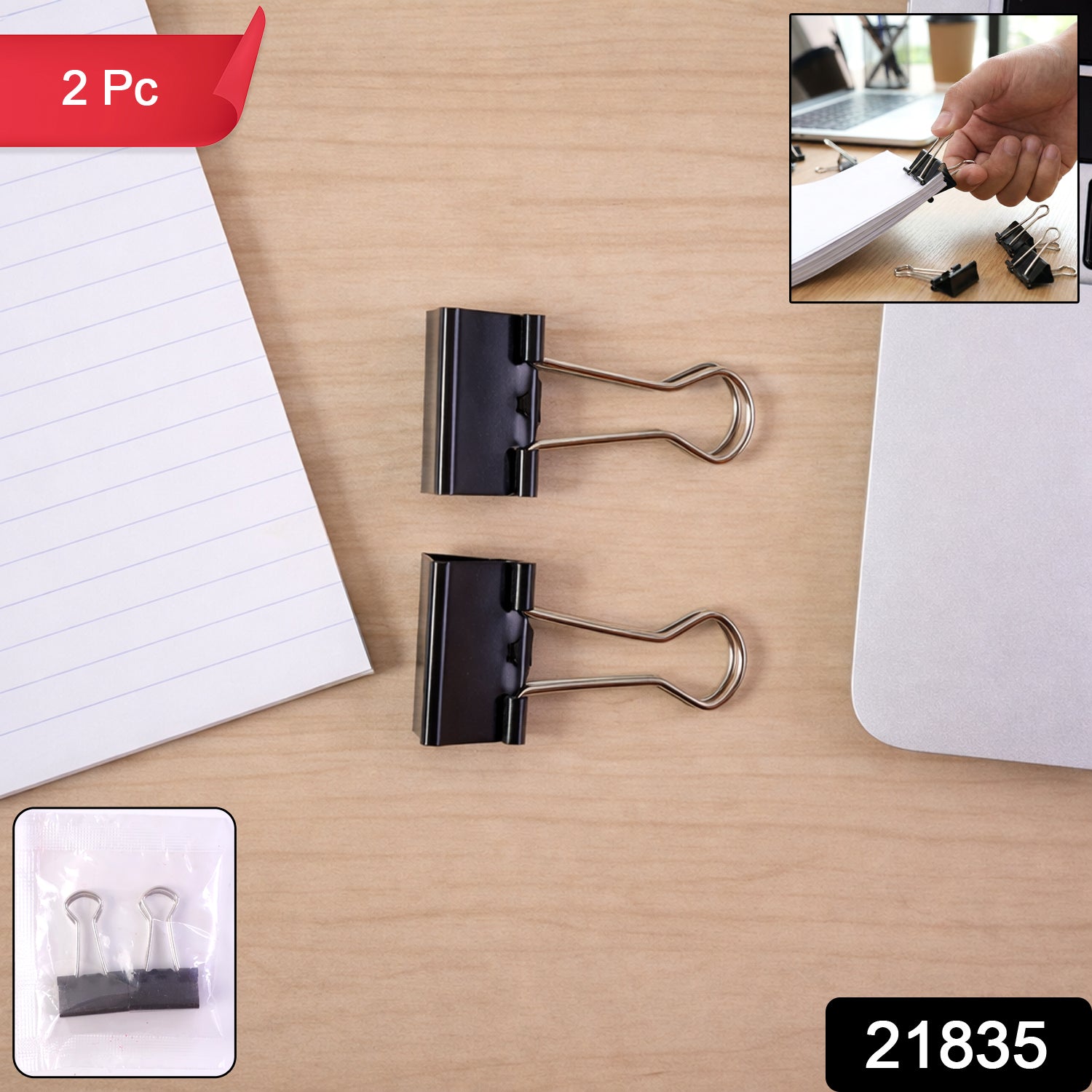 Binder Clip Paper Holder (2 Pc  19mm)