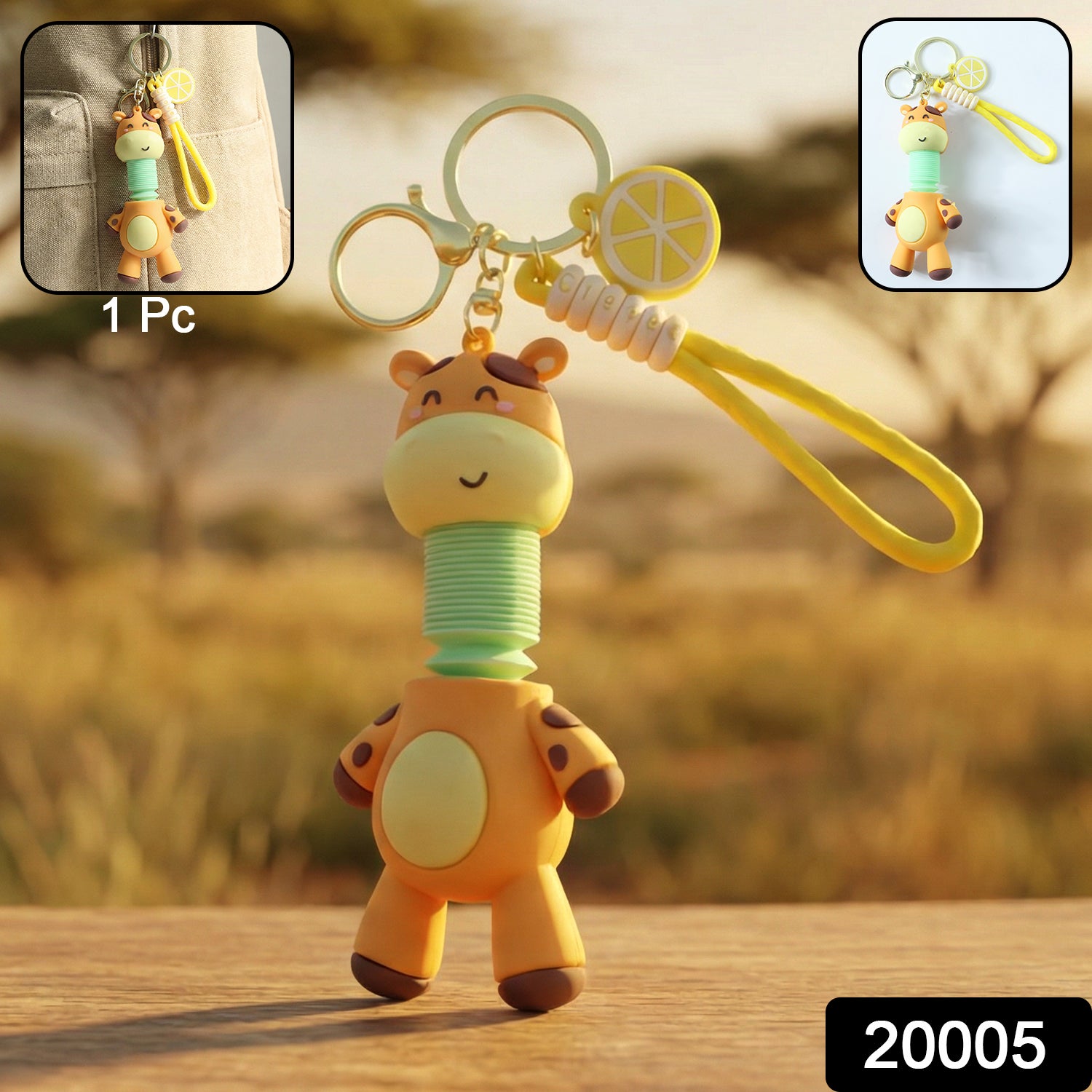 Cute Giraffe Cartoon Keychain (1 Pc)