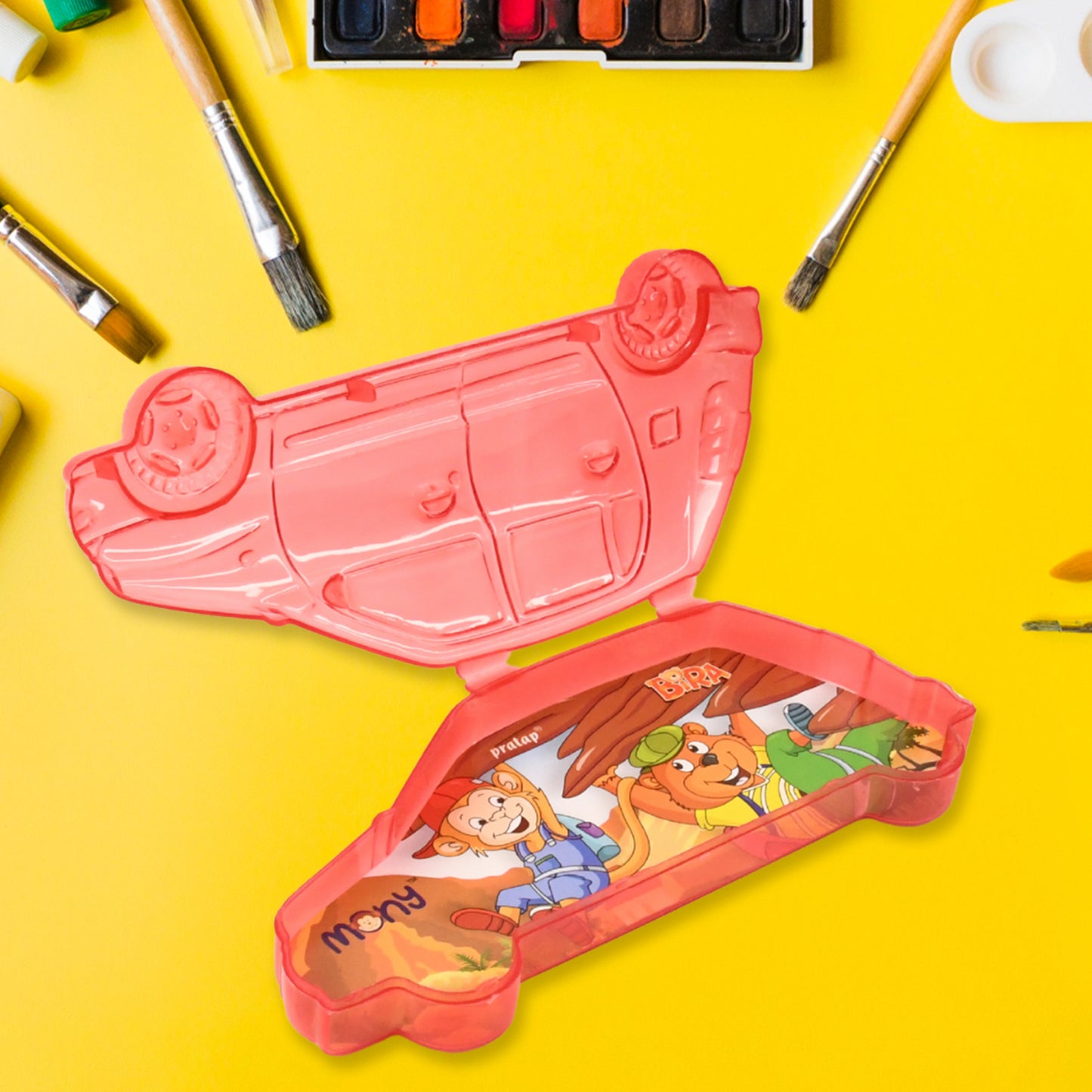 Car Shape Plastic Compass Box For Kids (1 Pc)