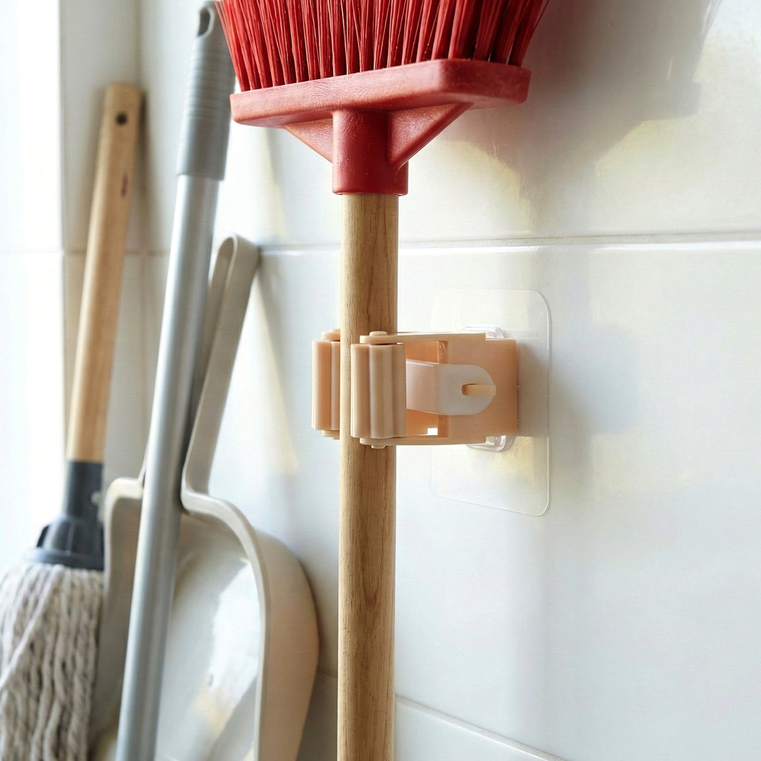 Wall Mounted Self-adhesive Mop And Broom Holder (1 Pc)