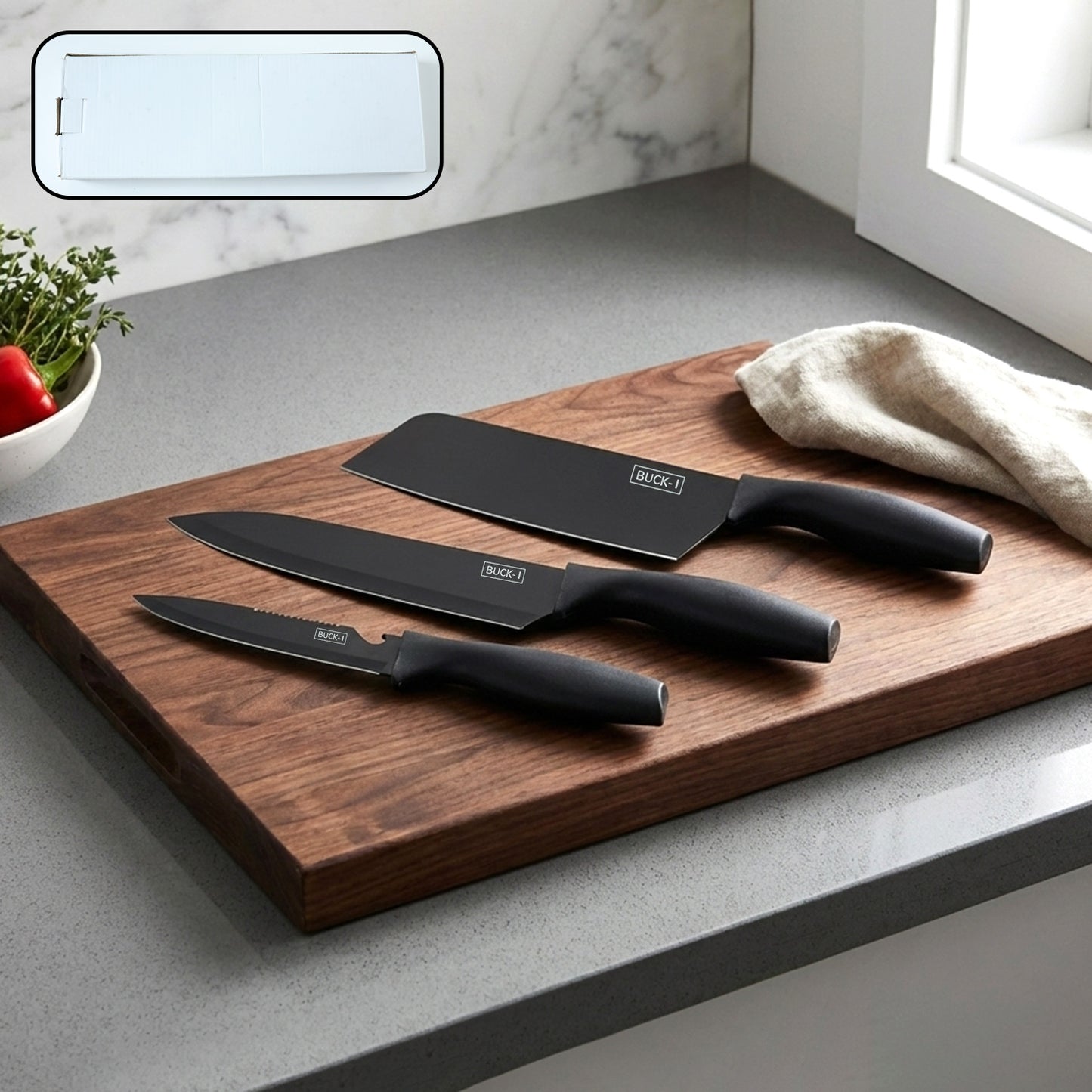 3-in-1 Professional Kitchen Knife Set (3 Pc Set)